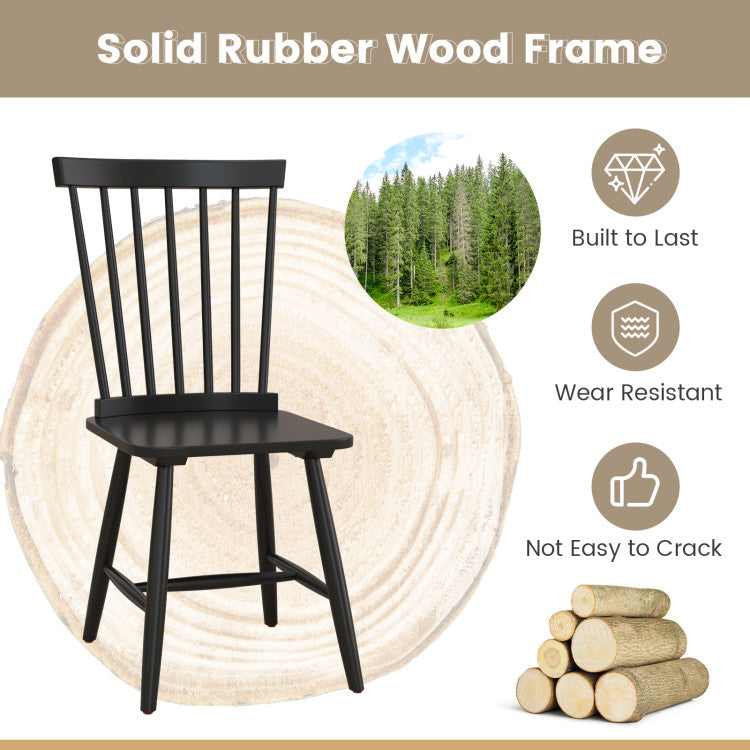 Set of 2 Windsor Dining Chairs with High Spindle Back