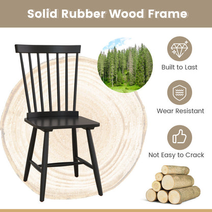 Set of 2 Windsor Dining Chairs with High Spindle Back