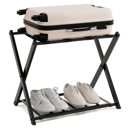 Set of 2 Folding Metal Luggage Rack Suitcase