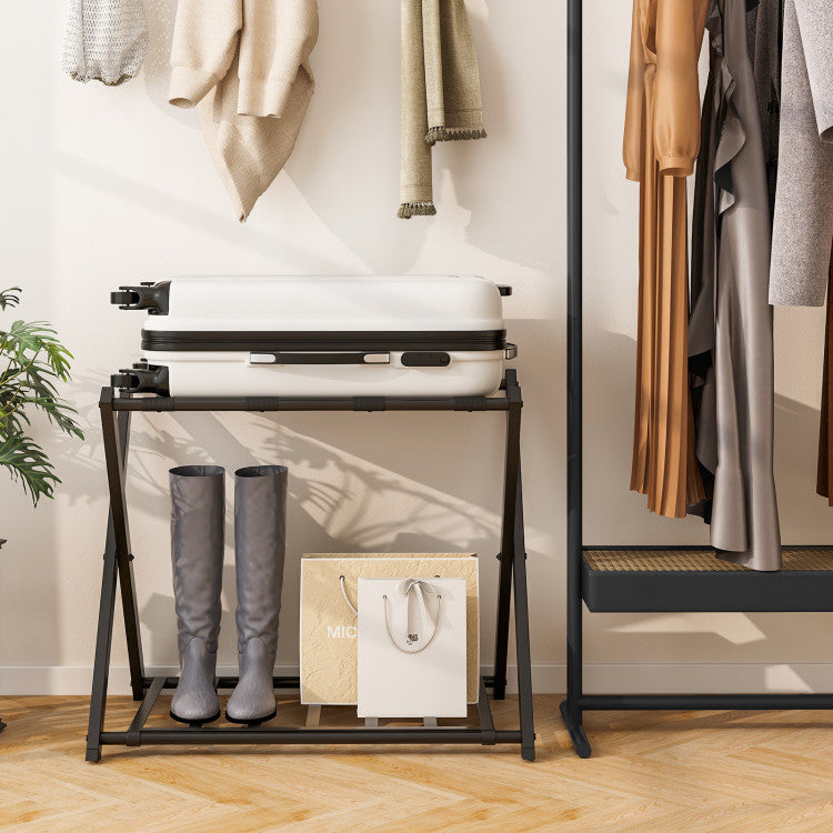Set of 2 Folding Metal Luggage Rack Suitcase