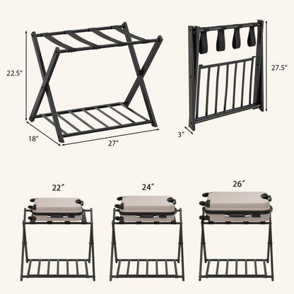 Set of 2 Folding Metal Luggage Rack Suitcase