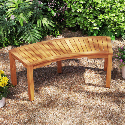 Outdoor Bench Acacia Wood Curved Garden Bench 2-Person