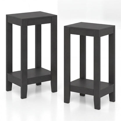 Set of 2 Versatile 2-Tier End Tables with Storage Shelf