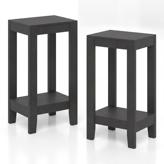 Set of 2 Versatile 2-Tier End Tables with Storage Shelf