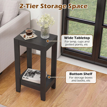 Set of 2 Versatile 2-Tier End Tables with Storage Shelf