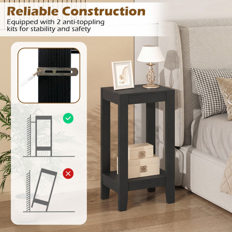 Set of 2 Versatile 2-Tier End Tables with Storage Shelf