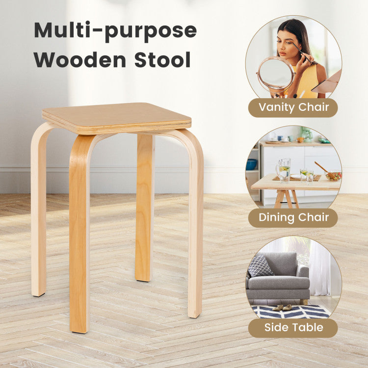Stackable Stools Set of 4 with Square Top and Rounded Corners