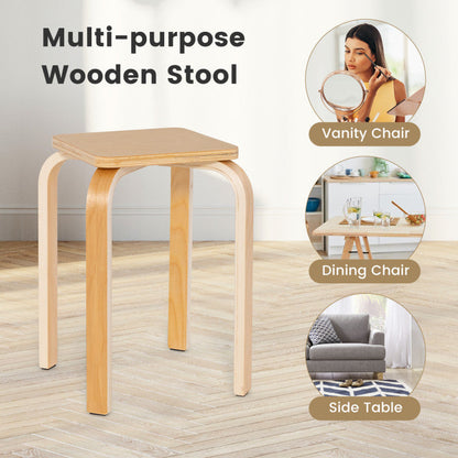 Stackable Stools Set of 4 with Square Top and Rounded Corners