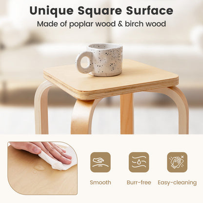 Stackable Stools Set of 4 with Square Top and Rounded Corners