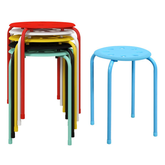 17.5 Inch Set of 6 Portable Plastic Stack Stools with Metal Frame