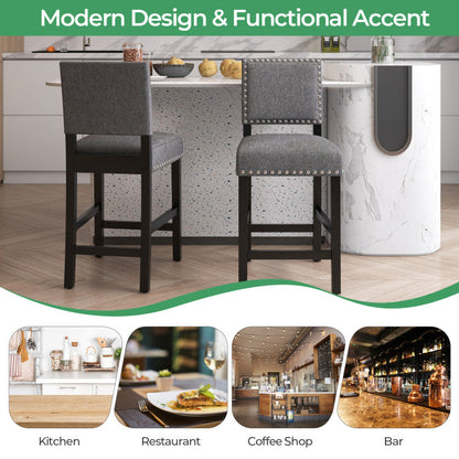 38.5/43.5 Inch Set of 2 Counter Height Chairs with Solid Rubber Wood Frame