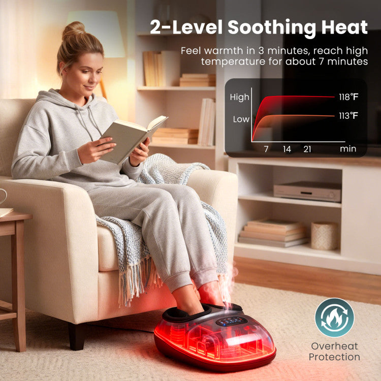 Shiatsu Foot Massager Machine with 2-Level Heat and Air Compression