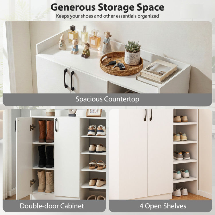 Shoe Cabinet with 2 Doors Shoe Storage Organizer with 2 Adjustable Inner Shelves