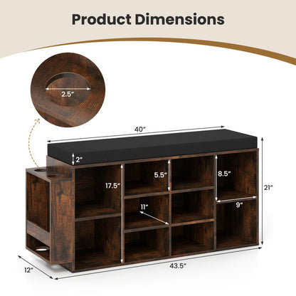Shoe Storage Bench with Umbrella Stand 10-Cubby Entryway Shoe Rack Organizer
