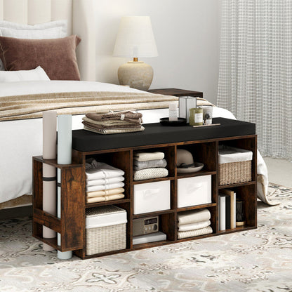 Shoe Storage Bench with Umbrella Stand 10-Cubby Entryway Shoe Rack Organizer