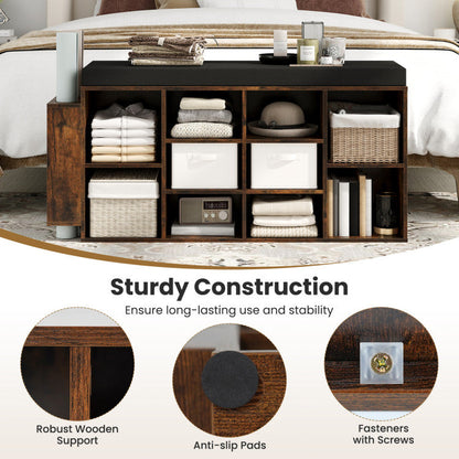Shoe Storage Bench with Umbrella Stand 10-Cubby Entryway Shoe Rack Organizer