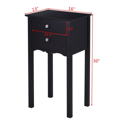 Practical Sturdy Vintage Side End Table with 2 Storage Drawers