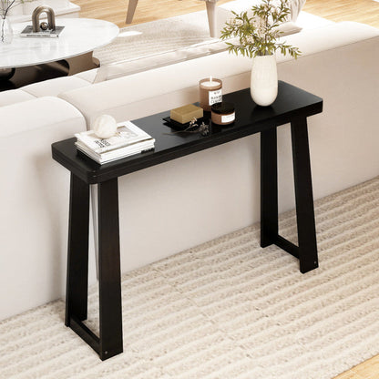 Solid Rubber Wood Console Table 43inch Narrow Entryway Table with Thick Tabletop and Stable Base