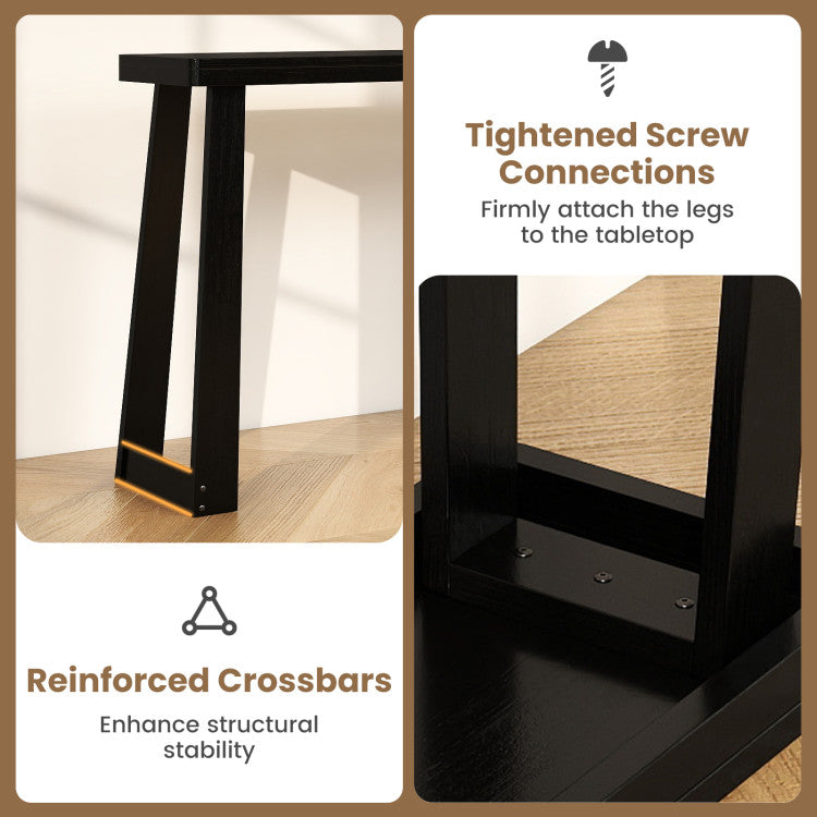Solid Rubber Wood Console Table 43inch Narrow Entryway Table with Thick Tabletop and Stable Base