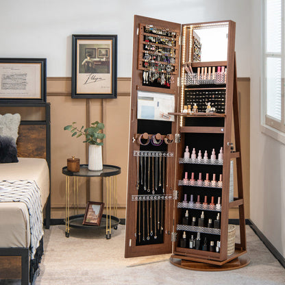Standing Jewelry Cabinet with Adjustable LED Lights