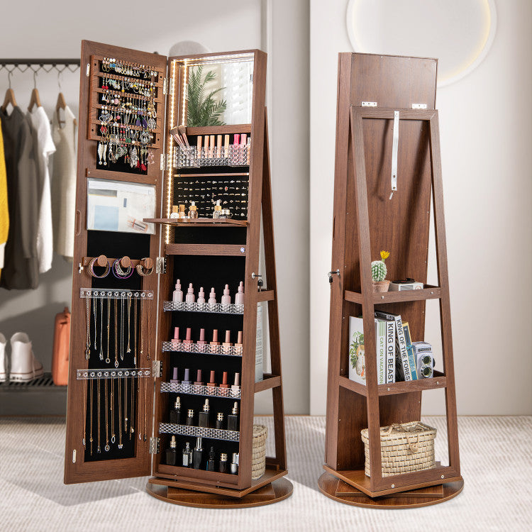 Standing Jewelry Cabinet with Adjustable LED Lights