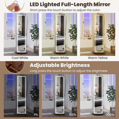Standing Jewelry Cabinet with Adjustable LED Lights