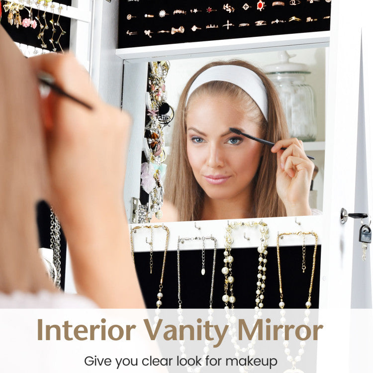 Standing Lockable Jewelry Storage Organizer with Full-Length Mirror