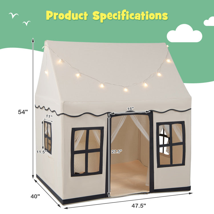 Toddler Large Playhouse with Star String Lights