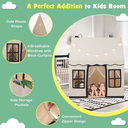 Toddler Large Playhouse with Star String Lights