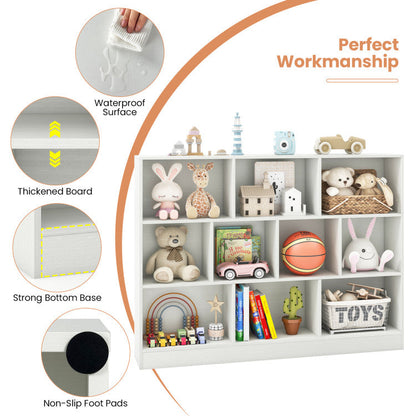 41 inches Wooden Toy Storage Organizer with 10 Cubes for Classroom Daycare Nursery Kindergarten