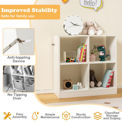 4-Cube Kids Bookcase Freestanding with Open Shelves