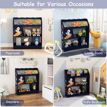 Kids Toy Storage Organizer with Book Shelf and Storage Cabinet