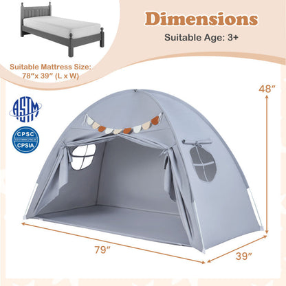 Twin Size Indoor Canopy Tent for Kids with 2 Window and Suits 3+