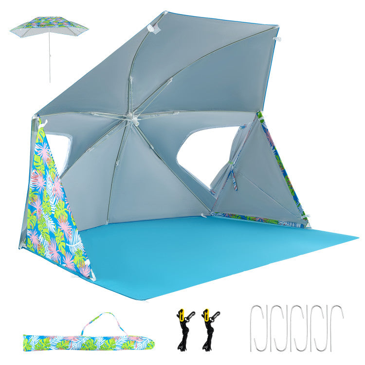 UPF50+ Sun Protection Beach Umbrella Tent with Portable Carrying Bag