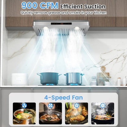 36/30 Inch Under Cabinet Range Hood 900 CFM Kitchen Vent with 4 Fan Speed