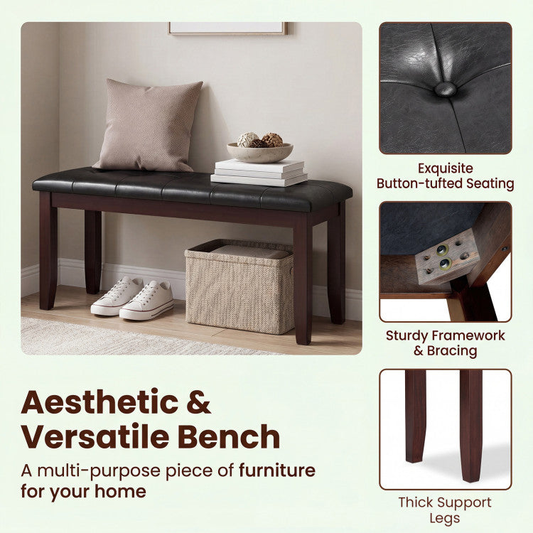 Traditional Upholstered PU Leather Dining Room Bench