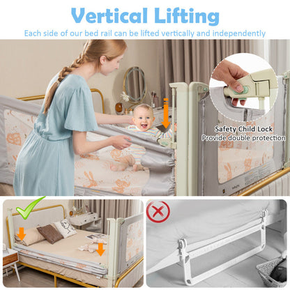 Vertical Lifting Bed Rail for Toddlers with Double Lock