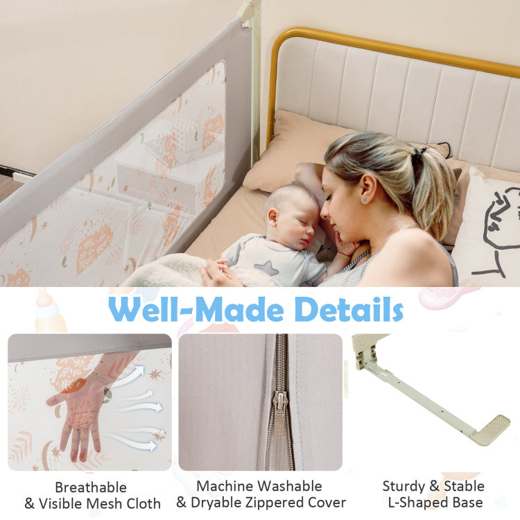Vertical Lifting Bed Rail for Toddlers with Double Lock