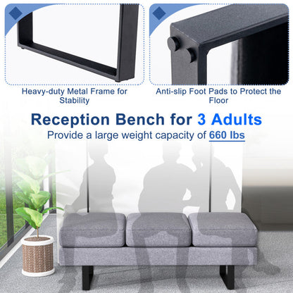 Waiting Room Bench Seating Long Bench with Metal Frame Leg