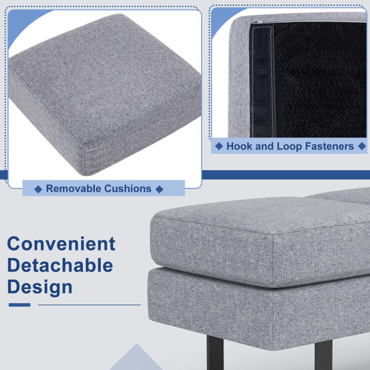 Waiting Room Bench Seating Long Bench with Metal Frame Leg