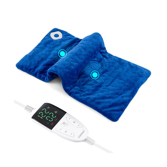Weighted Heating Pad Electric Heated Pad with 2 Massagers Massaging Vibration
