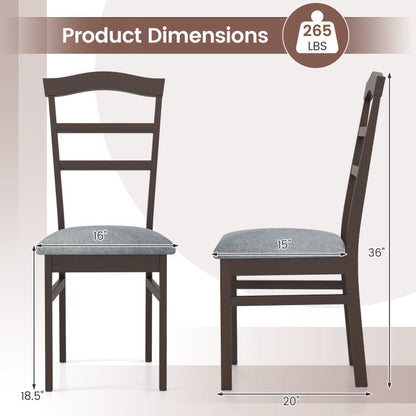 Wooden Dining Chair Set of 2 Linen Fabric Upholstered Kitchen Chairs Farmhouse Side Accent Chairs