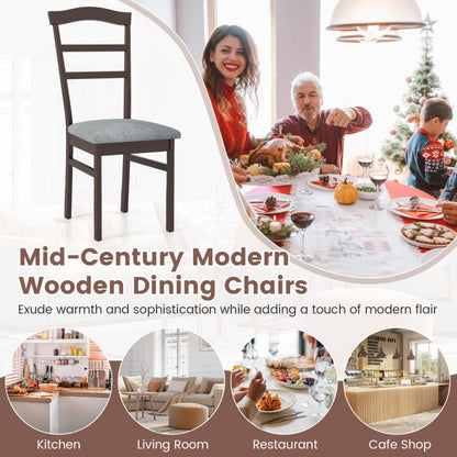 Wooden Dining Chair Set of 2 Linen Fabric Upholstered Kitchen Chairs Farmhouse Side Accent Chairs