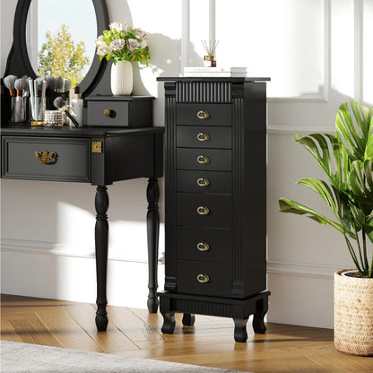 Wooden Jewelry Armoire Cabinet Storage Chest with Drawers and Swing Doors