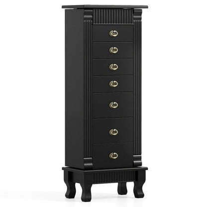 Wooden Jewelry Armoire Cabinet Storage Chest with Drawers and Swing Doors