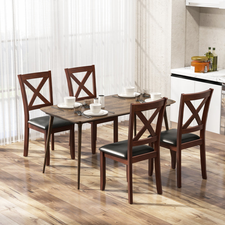 Set of 2 Wooden Kitchen Dining Chair with Padded Seat and Rubber Wood Legs