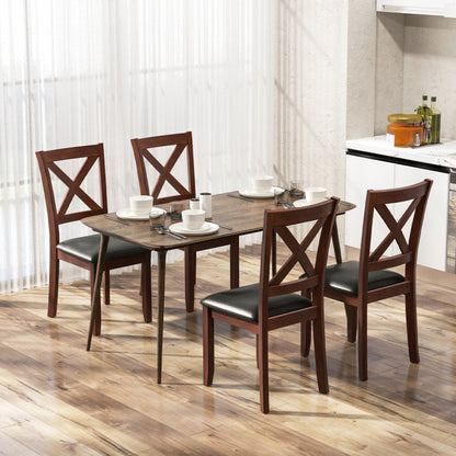 Set of 2 Wooden Kitchen Dining Chair with Padded Seat and Rubber Wood Legs