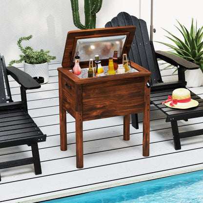 Wooden Patio Cooler with 3 Handles and Bottle Opener