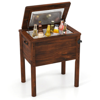 Wooden Patio Cooler with 3 Handles and Bottle Opener