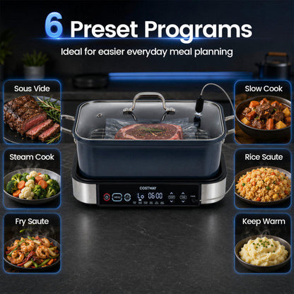 6-in-1 Programmable Slow Cooker with Keep Warm Functions and Adjustable Timer Control